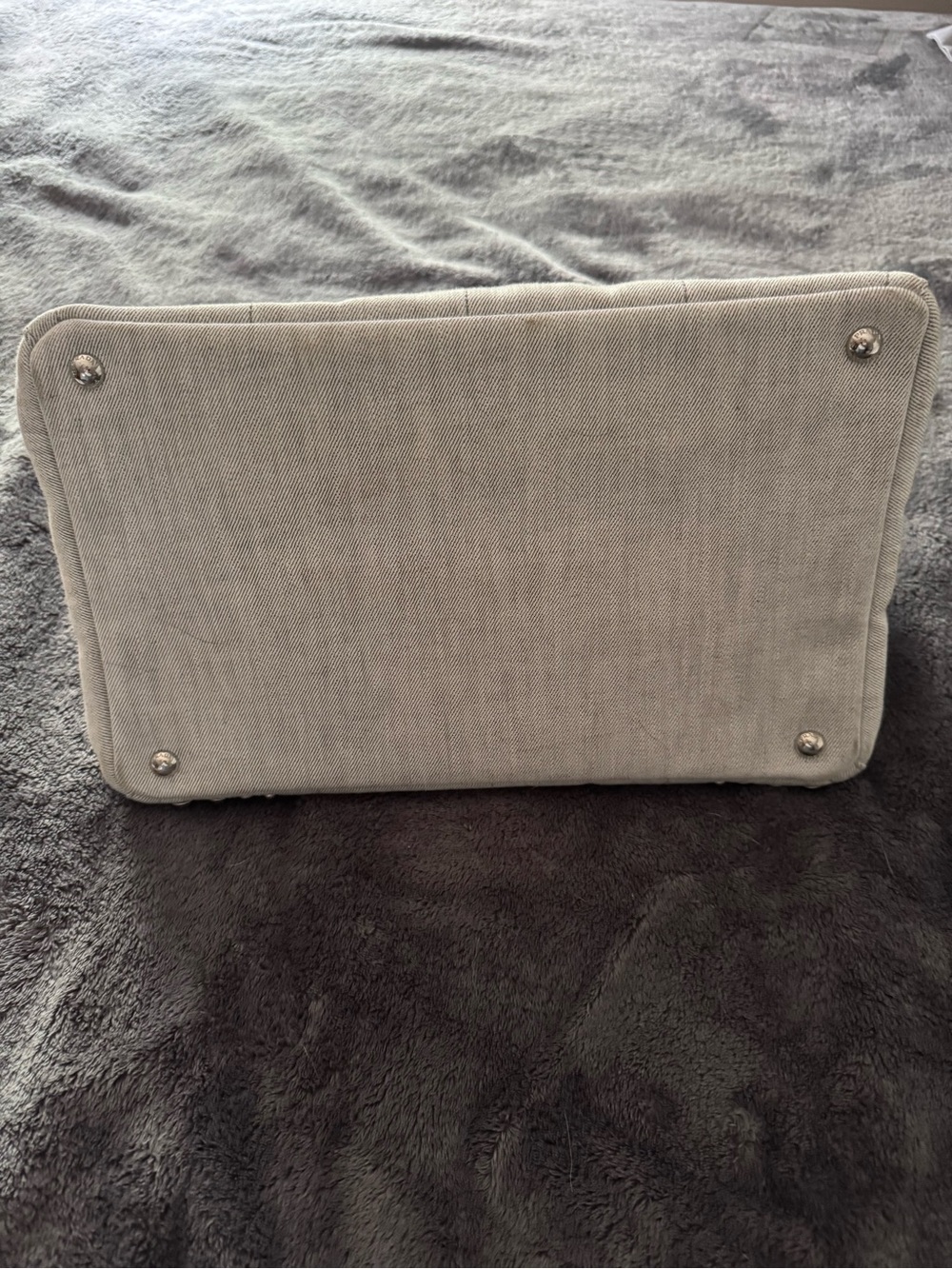 Prada Crystal-Studded Beige/Grey Canvas Tote - Picture 4 of 7